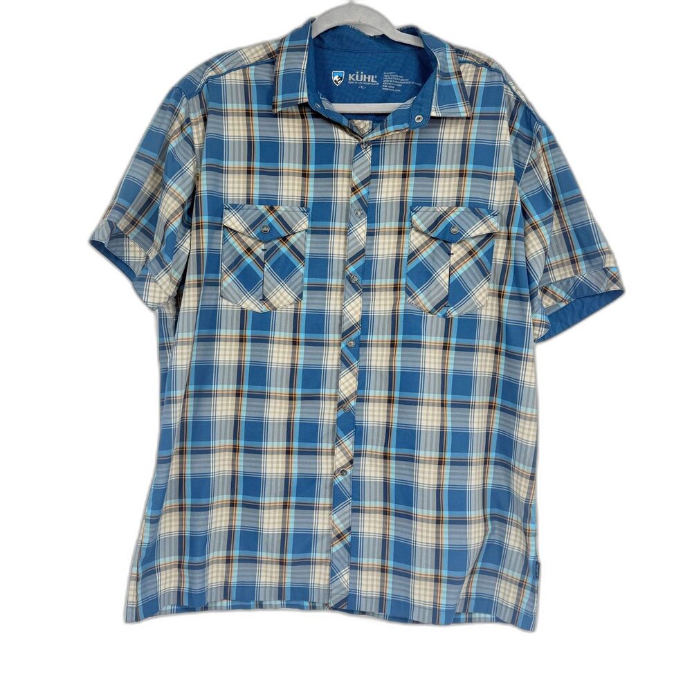 KÜHL Mountain Grown Blue Plaid Button Shirt Size XL
